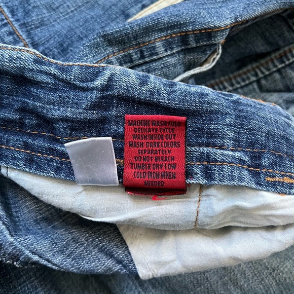 VTG Girbaud Shuttle Tape Straps Jeans Spellout Y2K 90s Silver Baggy Loose Wide - Picture 5 of 12